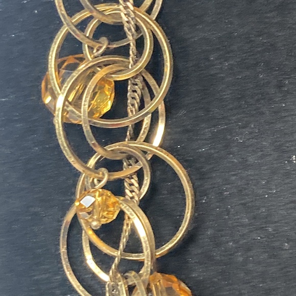 33" Long Talbots Dark Yellow Beaded and Hoop Chain Necklace - Picture 5 of 13